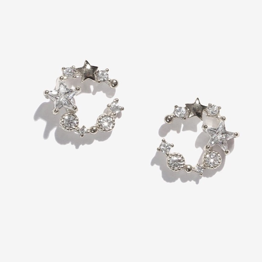 Crescent silver earrings